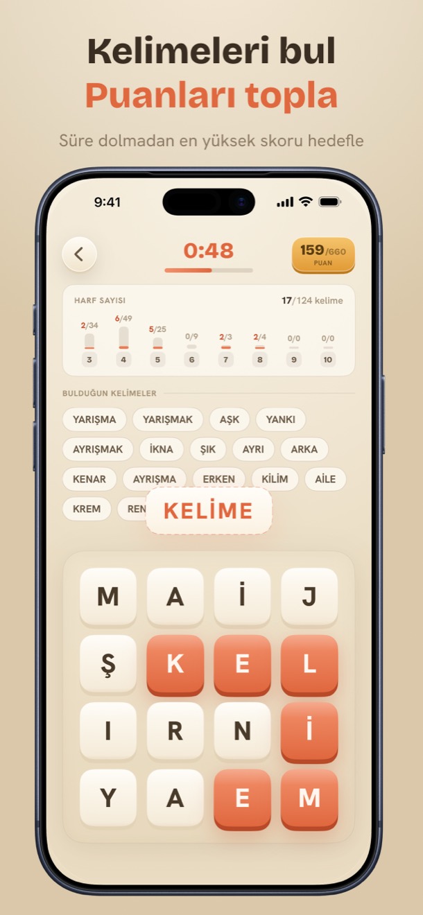 Kelime Dünyası oyun ekranı